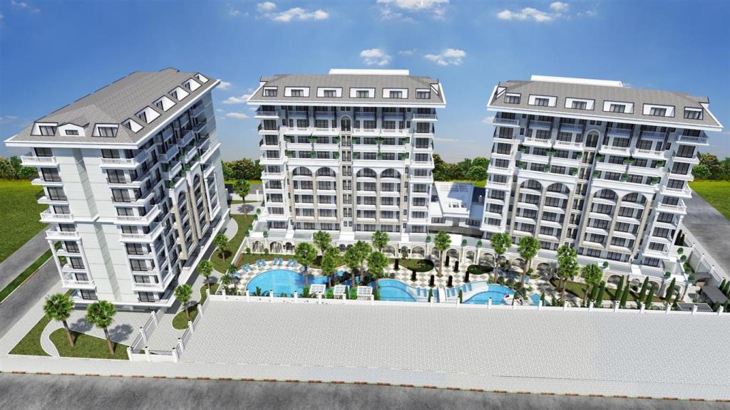 ELİZE 1. New Project with 1+1, 2+1 Apartments and 2+1, 3+1, 4+1 Penthouse Duplexes in the center of Alanya