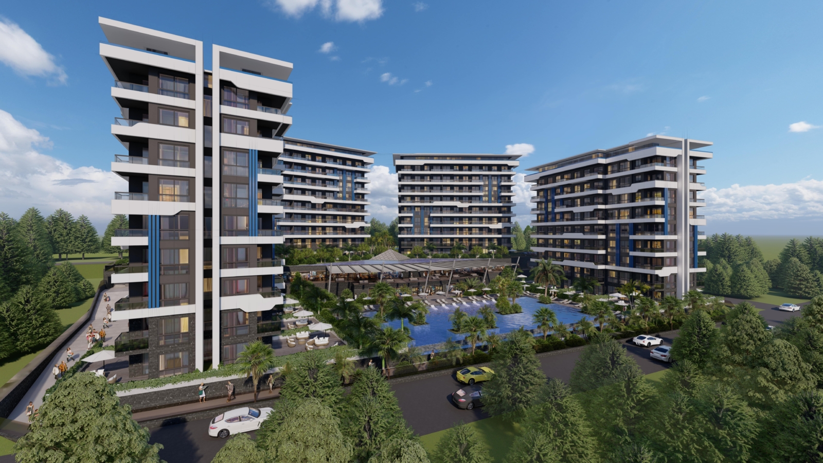 DEL MARE. New Project with 2+1, 4+1 and 5+1 Apartments in Okurcalar, Alanya