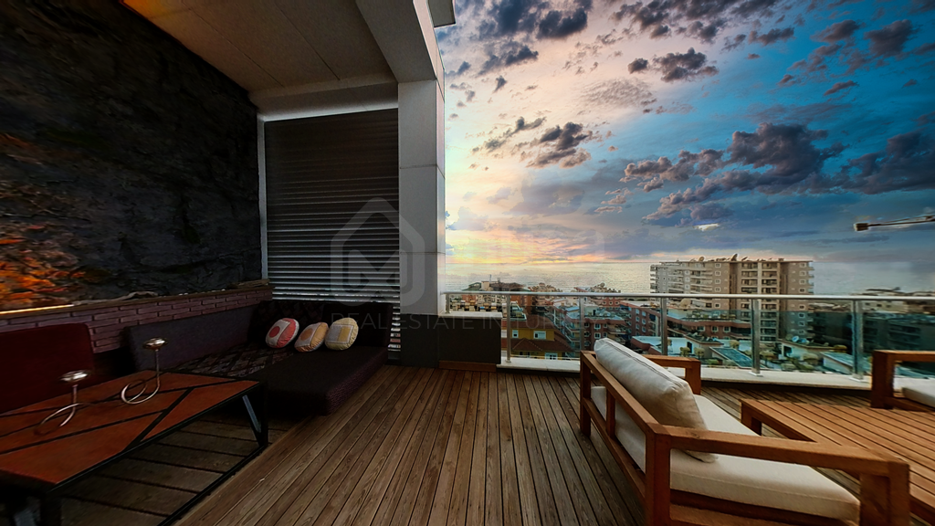 LUXURY Furnished Triplex 3+2 with a sea view in Mahmutlar id 3917