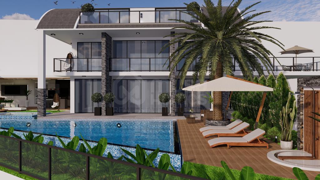 Furnished 5+1 Triplex Villa with panoramic sea view in Kargicak id 4916